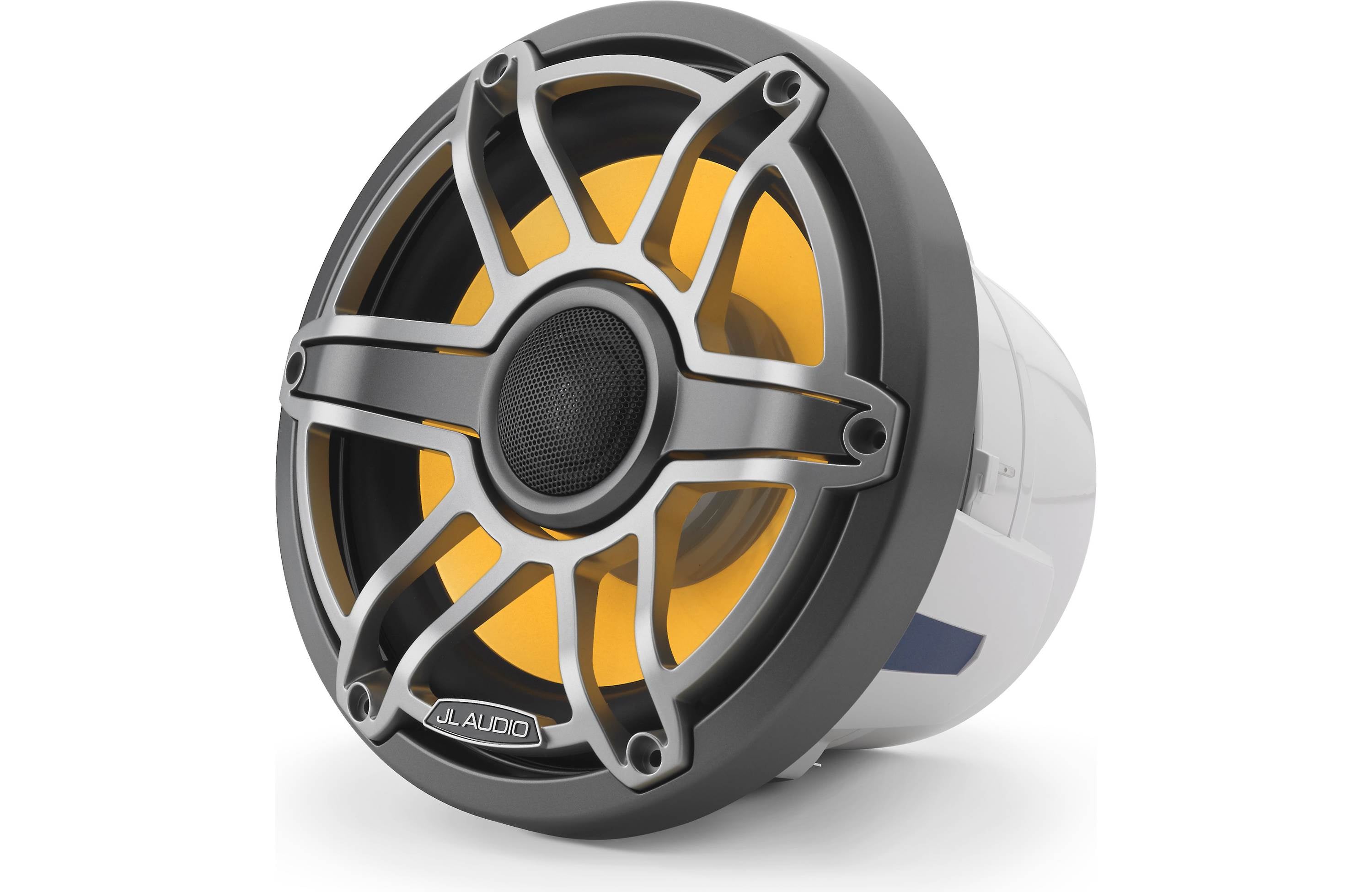 JL Audio M6-880X-S-GMTI-I 8.8" Marine Speaker System, RGB LED, Gunmetal & Titanium, Sport Grill