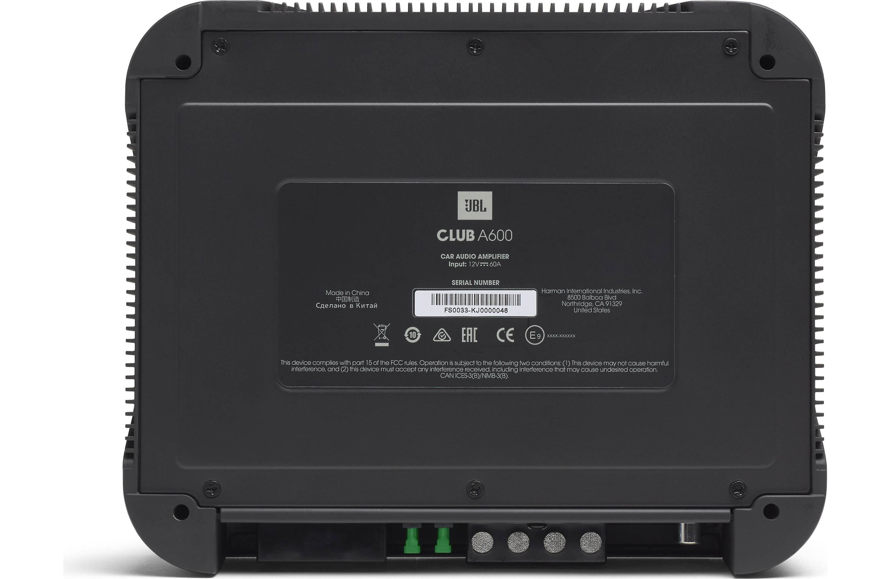 JBL Club 600W Class D Digital Mono Amplifier with Variable Low-Pass Crossover, Black