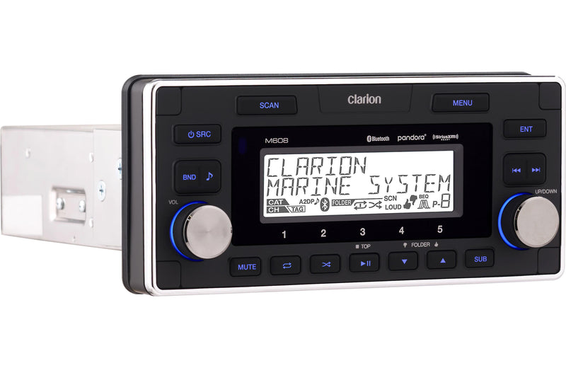 Clarion M608 1-DIN Marine Digital Media Receiver With Built-In Bluetooth