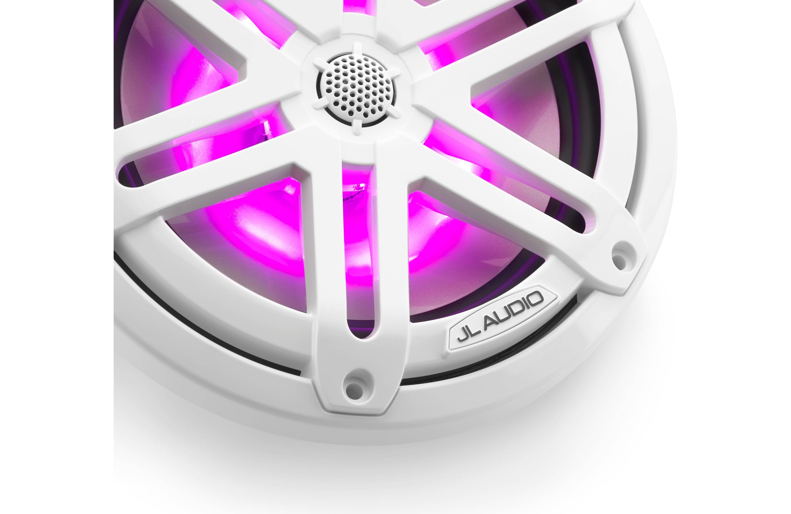JL Audio M3-770X-S-GW-I 7.7" Marine Coaxial Speakers, White Sports Grilles w/ RGB LED Lighting