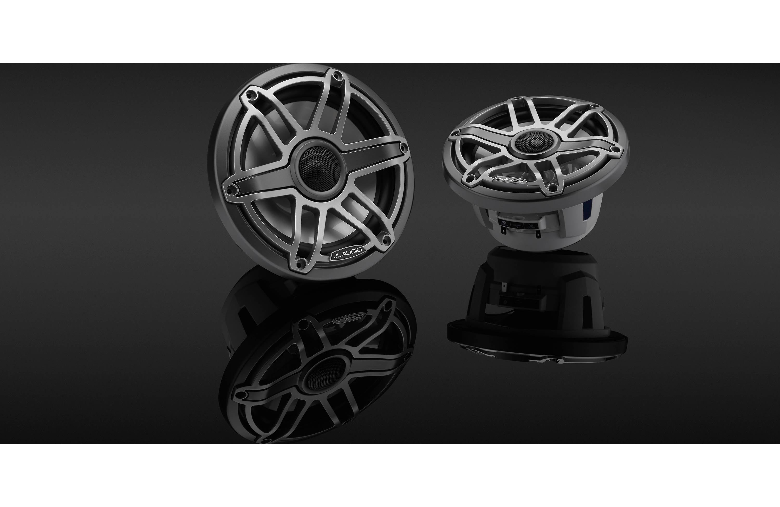 JL Audio M6-770X-S-GMTI 7.7" Marine Coaxial Speakers, Gunmetal Trim and Titanium Sport Grille