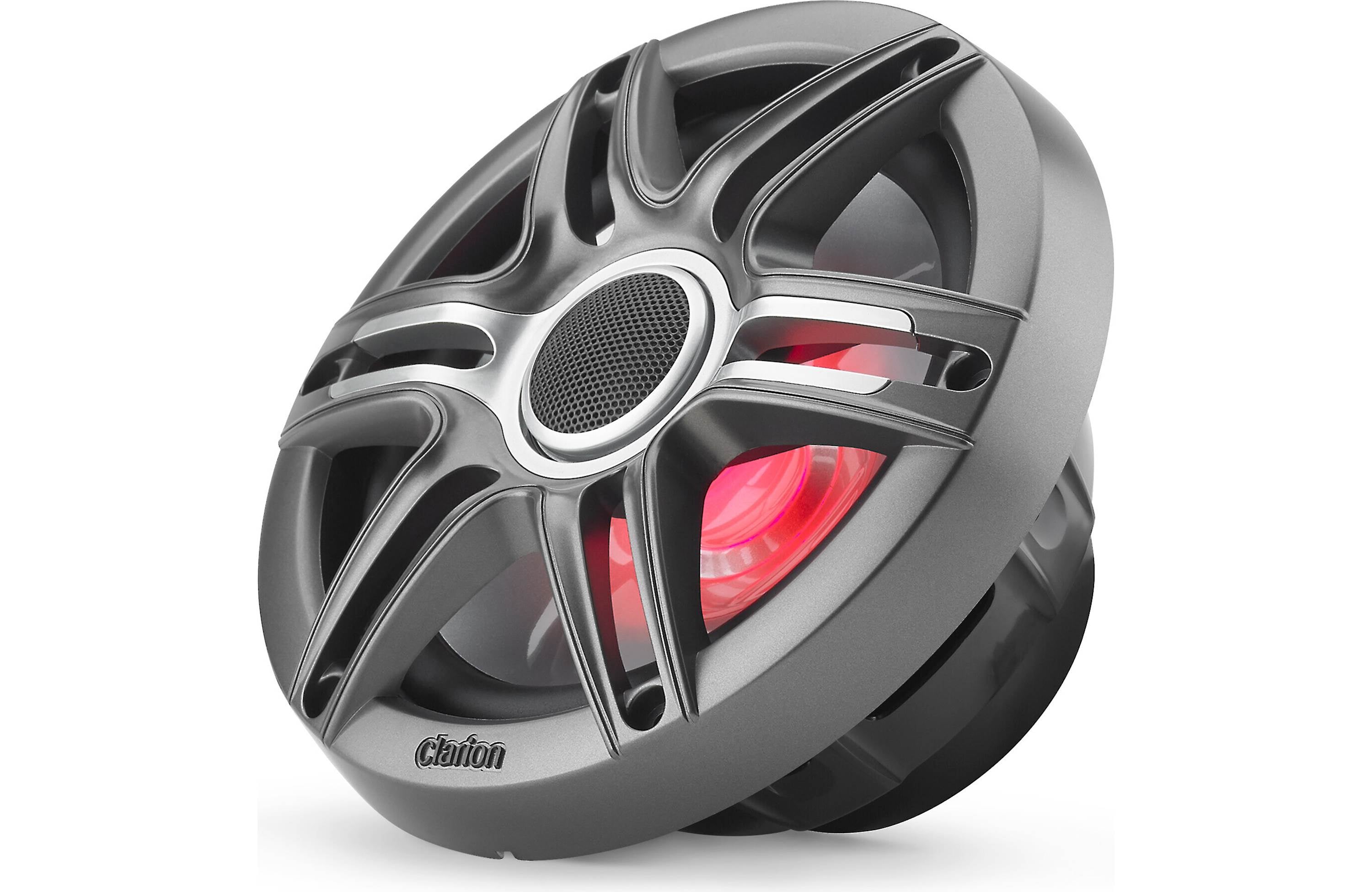 Clarion CMSP-771RGB-SWG 7.7 Inch Premium Marine Coaxial Speakers Pair w/ Sport Grilles & LEDs