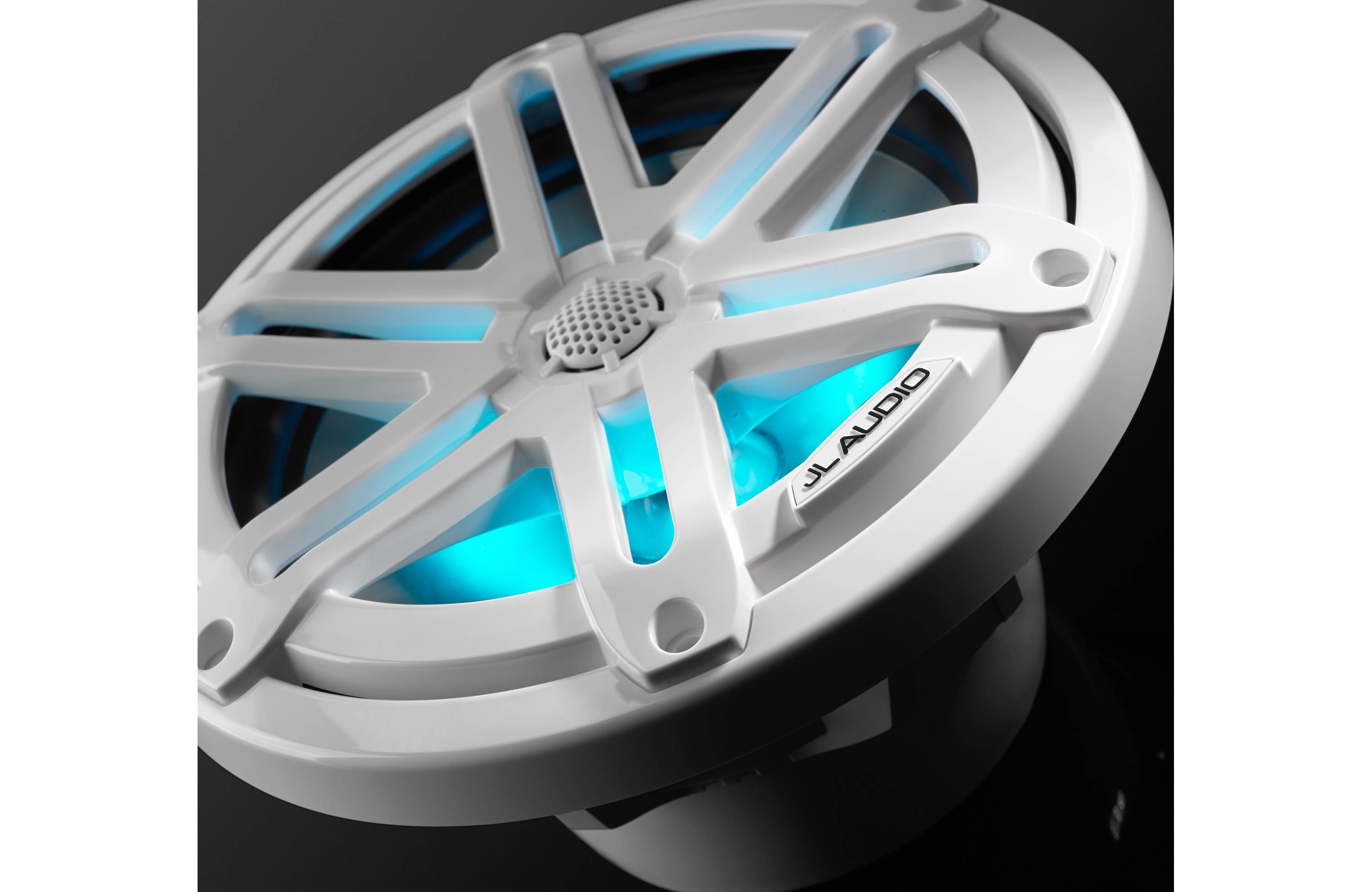 JL Audio M3-770X-S-GW-I 7.7" Marine Coaxial Speakers, White Sports Grilles w/ RGB LED Lighting