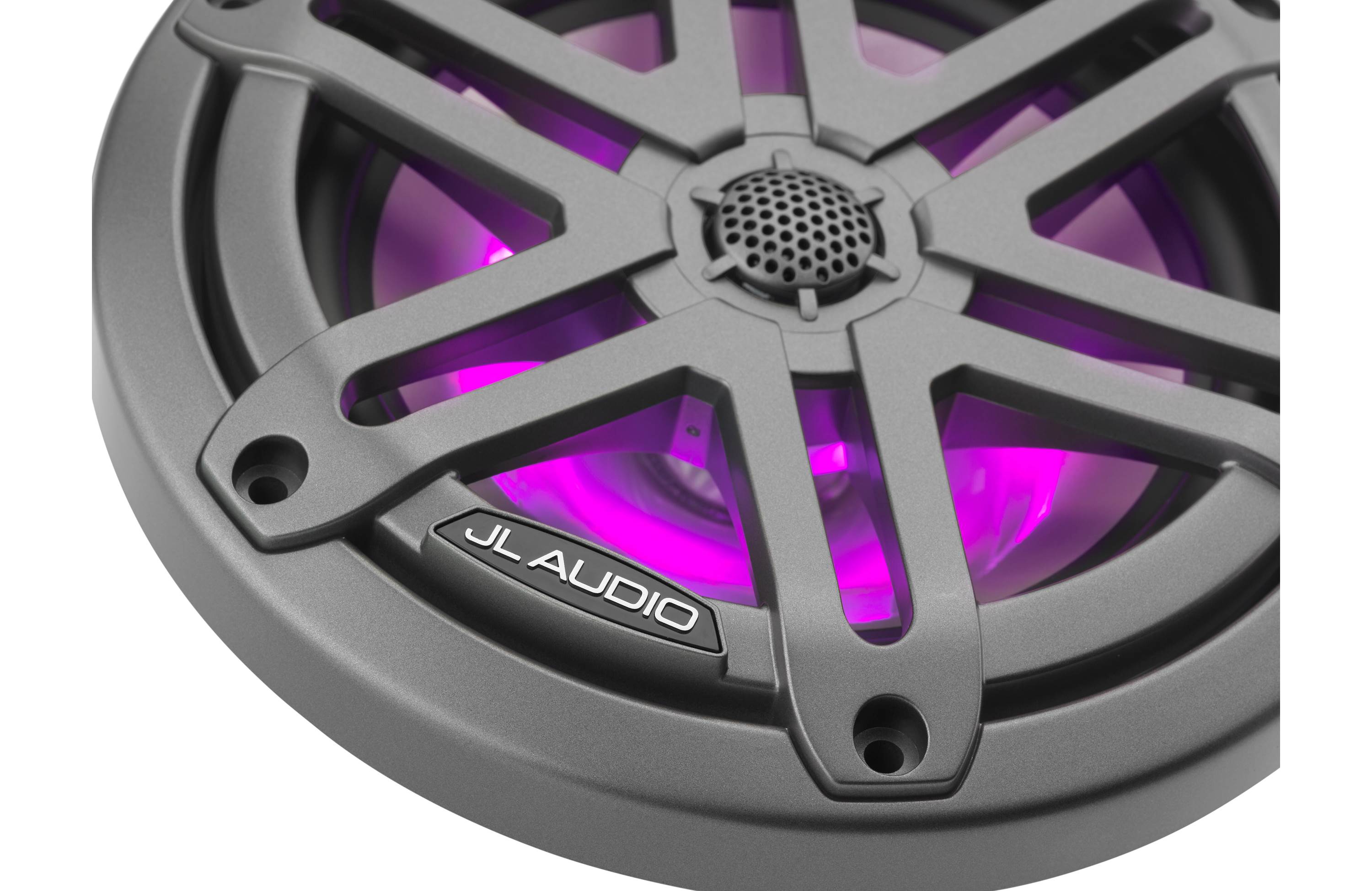 JL Audio M3-650X-S-GM-I 6.5" Marine Coaxial Speakers, Gunmetal Sport Grilles w/ RGB LED Lighting