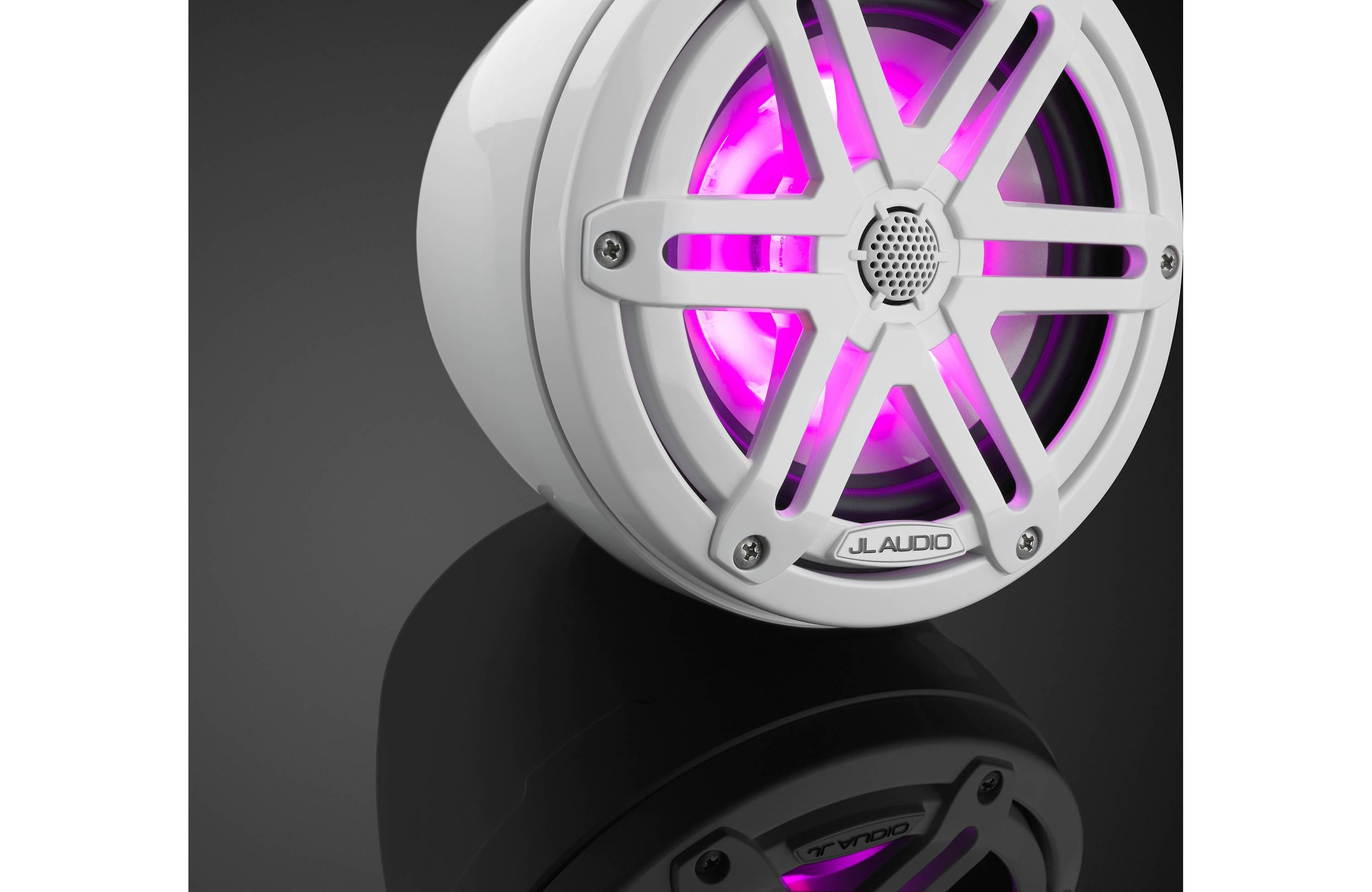 JL Audio M3-650VEX-Gw-S-Gw-i 6.5" Enclosed Coaxial System with RGB LED Lighting, Gloss White Enclosure, Gloss White Sport Grilles