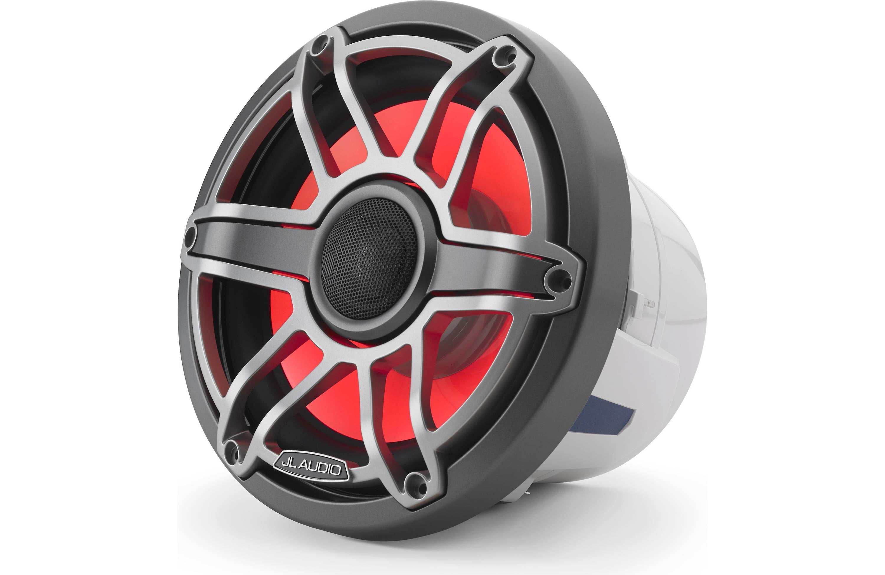 JL Audio M6-880X-S-GMTI-I 8.8" Marine Speaker System, RGB LED, Gunmetal & Titanium, Sport Grill