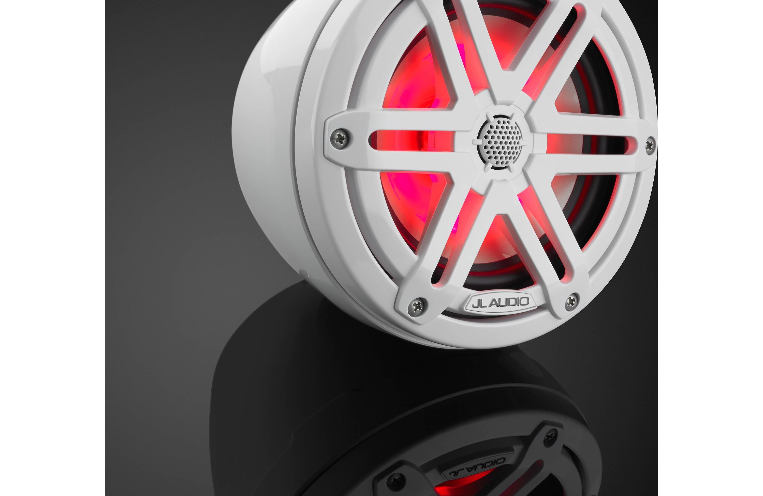 JL Audio M3-650VEX-Gw-S-Gw-i 6.5" Enclosed Coaxial System with RGB LED Lighting, Gloss White Enclosure, Gloss White Sport Grilles