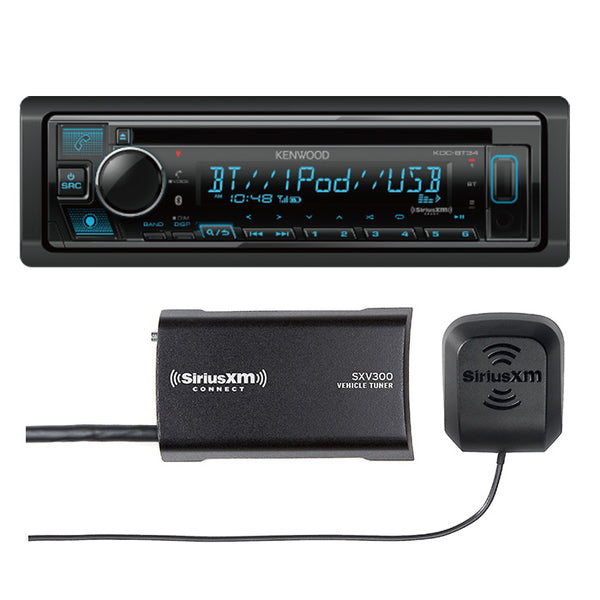 Kenwood KDC-BT34 1-DIN CD Receiver and Sirius XM SXV300V2 Tuner