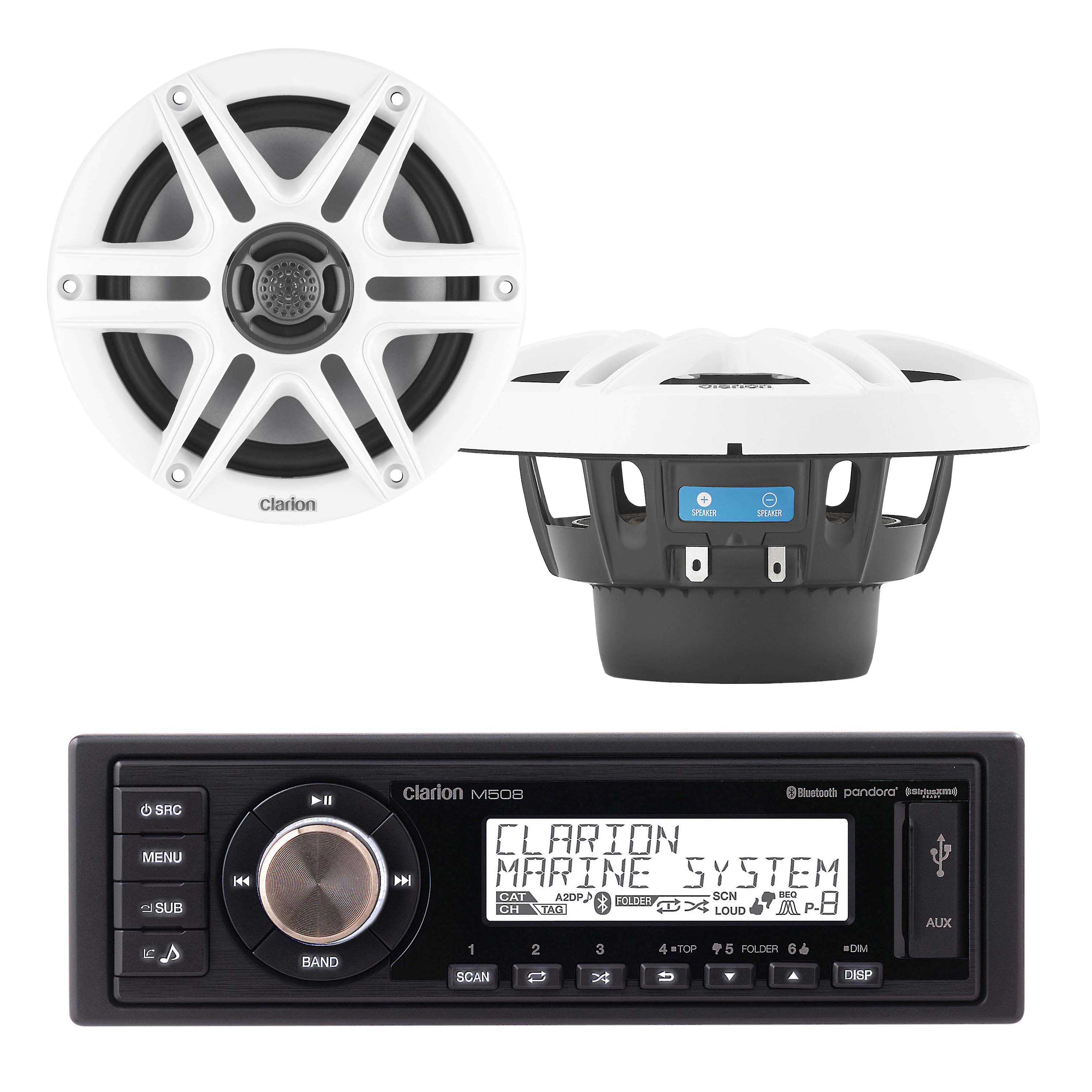 Clarion M508 + CMS-651-SWB Marine Speaker (1 Pair) Bundle