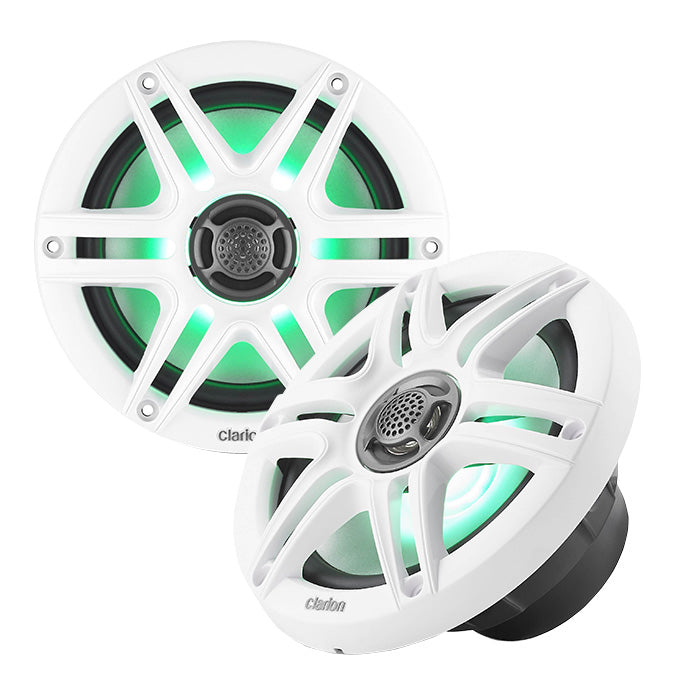 Clarion CMS-651RGB-SWB 6.5 Inch Marine Coaxial Speakers with RGB LED's