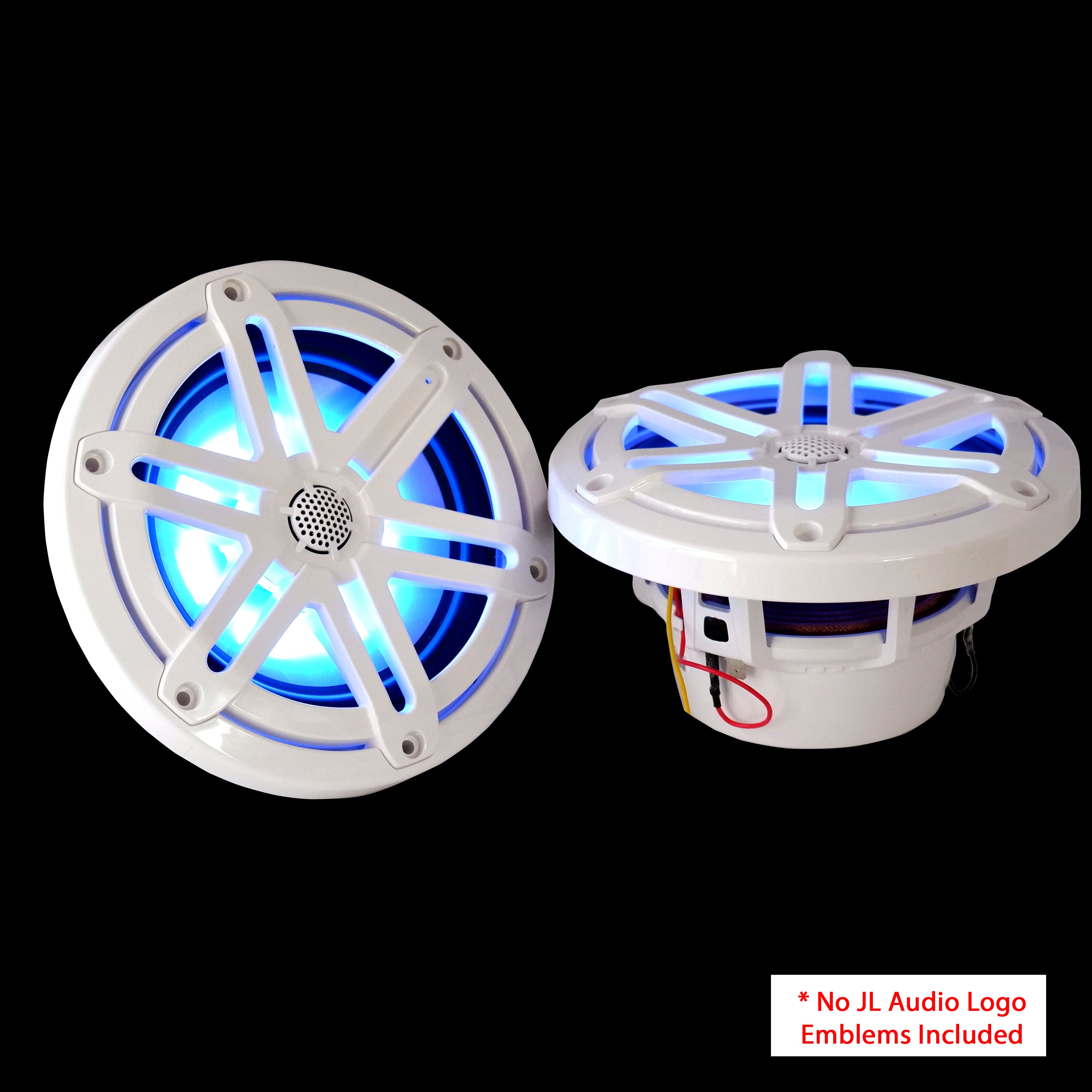 JL Audio MX650-CCX-SG-WLD-B / MCS-65CCX3-4-WLD-B 6.5" Inch Cockpit Coaxial Marine Speakers, White Sport Grille - Blue LEDs