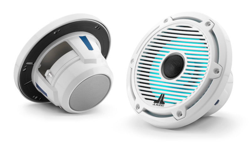 JL Audio M6-650X-C-GWGW-I 6.5" Marine Coaxial Speakers LED Lighting, Gloss White Trim & Classic Grille