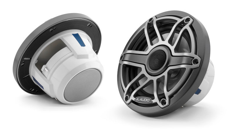 JL Audio M6-650X-S-GMTI 6.5" Marine Coaxial Speakers, Gunmetal Trim Ring, Titanium Sport Grille