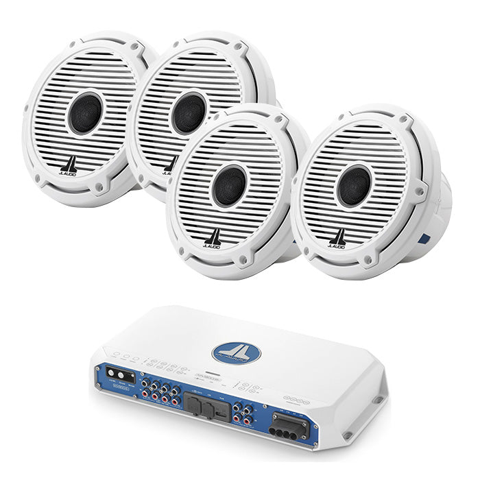 JL Audio MV800/8i Amp + M6-770X-C-GWGW x2 Pairs Marine Speaker Bundle