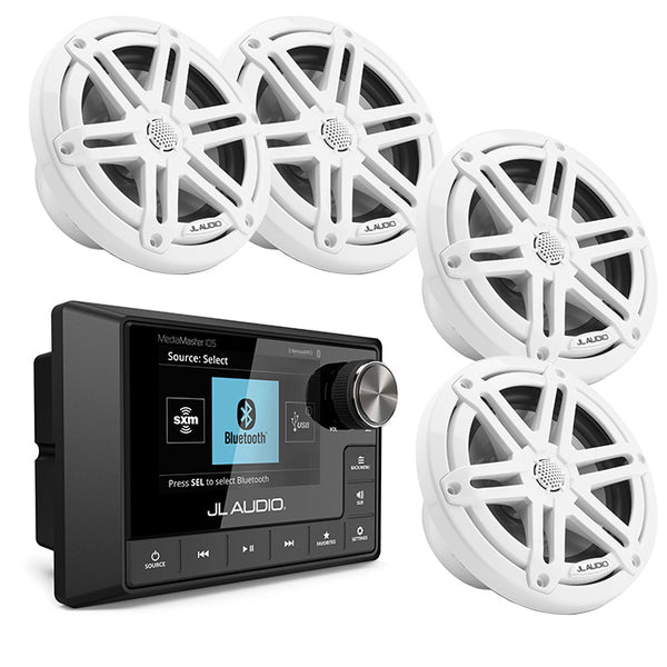 JL Audio MM105 + x2 Pairs M3-650X-S-GW 6.5" Marine Speaker Bundle