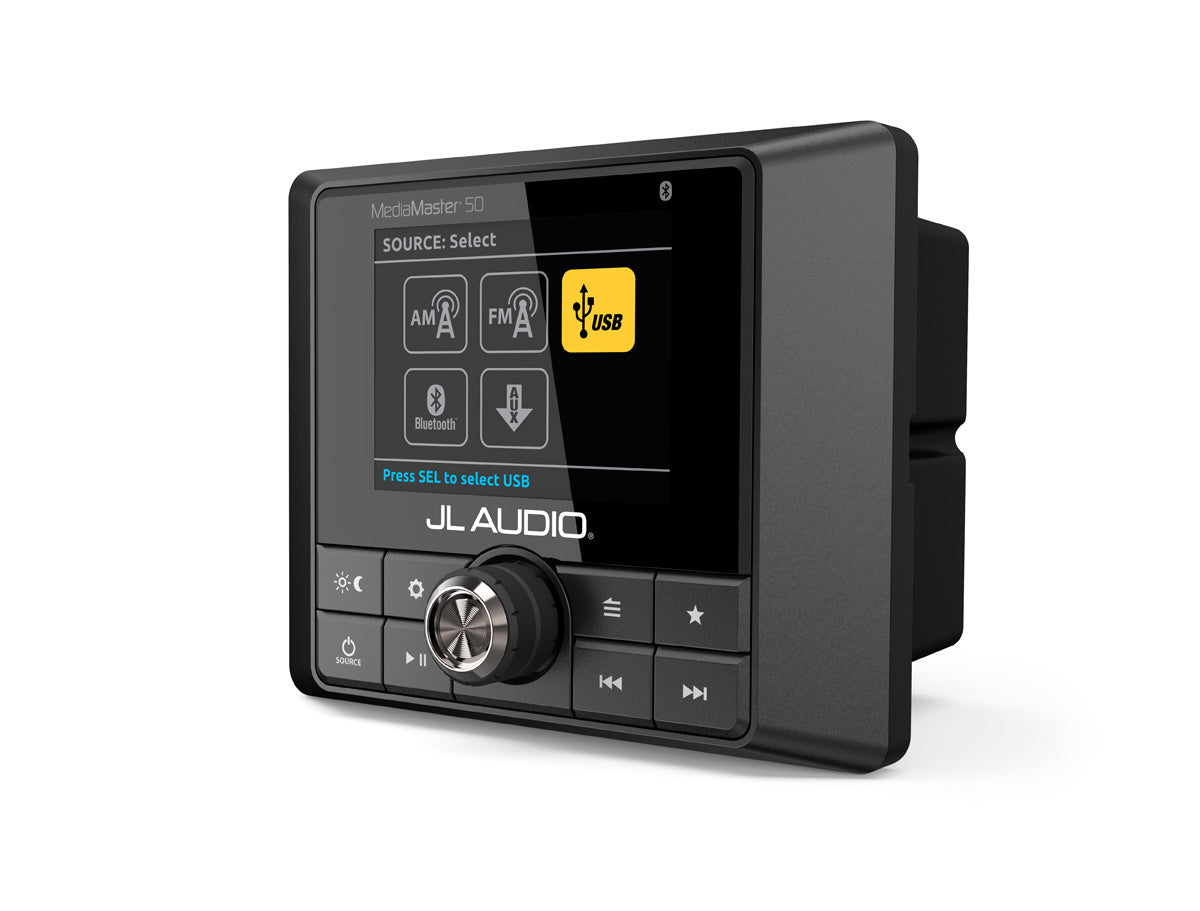 JL Audio - MM50: Weatherproof Source Unit with Full-Color LCD Display - 25 Watts x 4 @ 4 Ω - Freeman's Car Stereo
