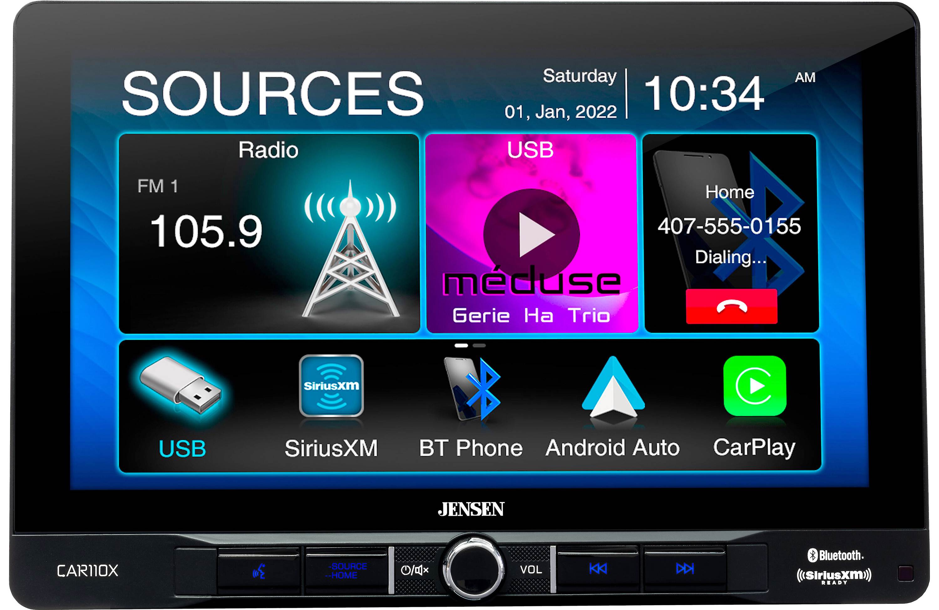 Jensen CAR110X 10.1″ Receiver with Apple CarPlay and Android Auto + BUCAM350