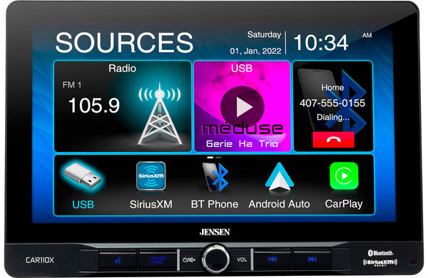 Jensen CAR110X 10.1″ Receiver with Apple CarPlay and Android Auto + BUCAM350