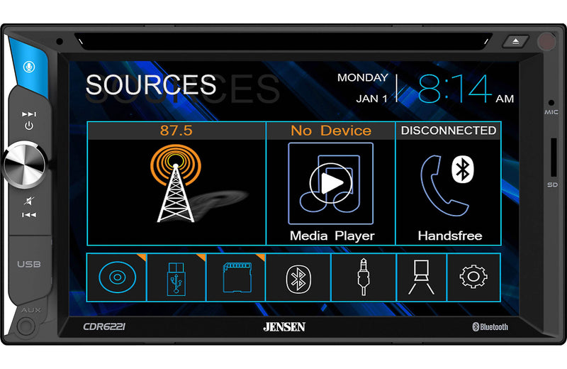 Jensen CDR6221 6.2″ CD/DVD Multimedia Receiver with Bluetooth