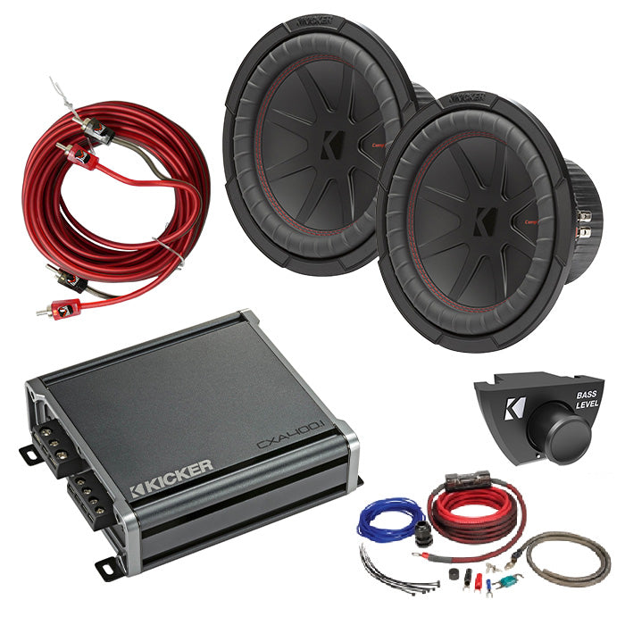 Kicker 48CWR104 Amplifer and Subwoofer Bass Bundle with Install Kit