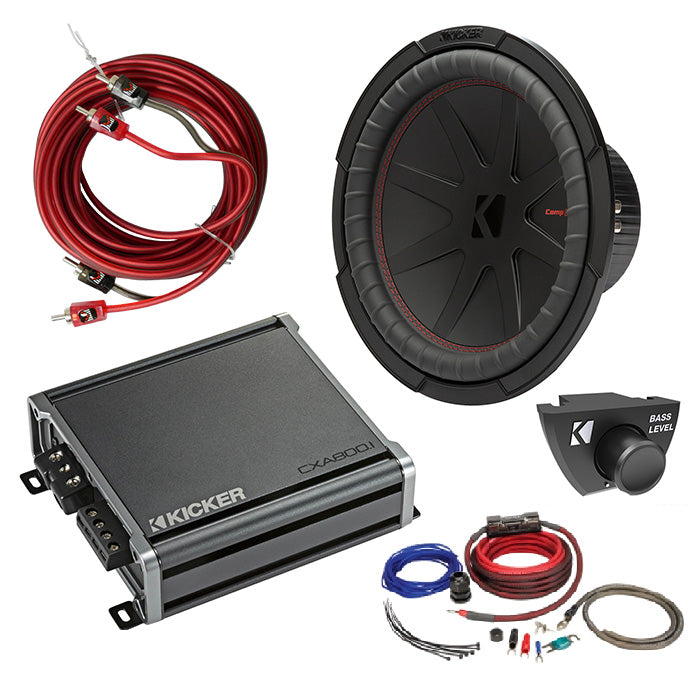 Kicker 48CWR122 Amplifer and Subwoofer Bass Bundle with Install Kit