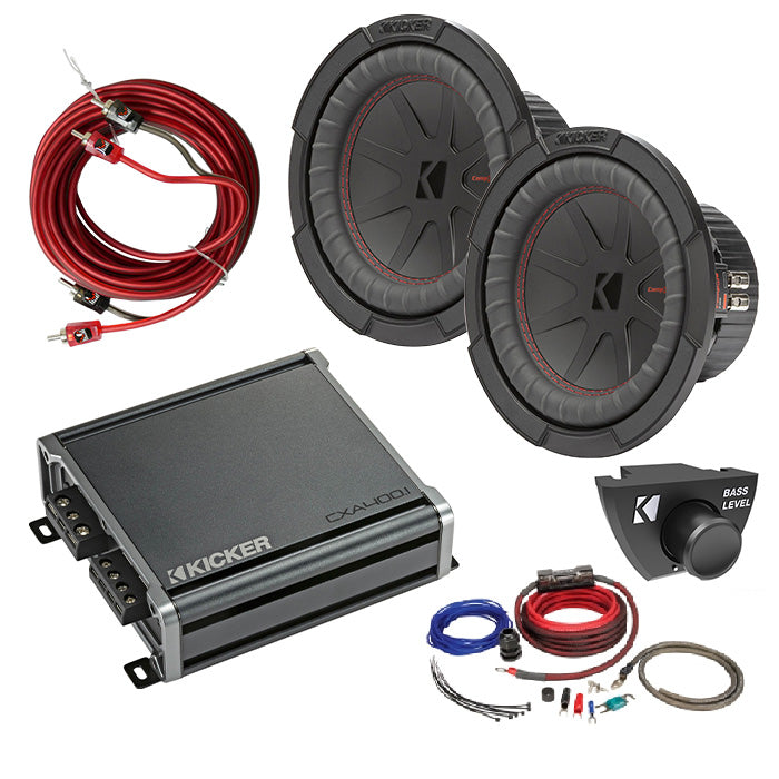 Kicker 48CWR84 Amplifer and Subwoofer Bass Bundle with Install Kit