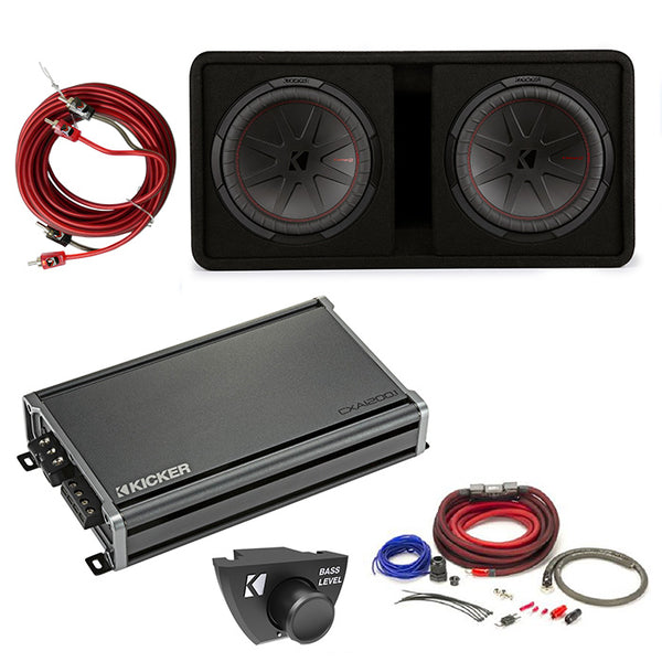 Kicker 48DCWR122 Amplifer and Subwoofer Bass Bundle with Install Kit