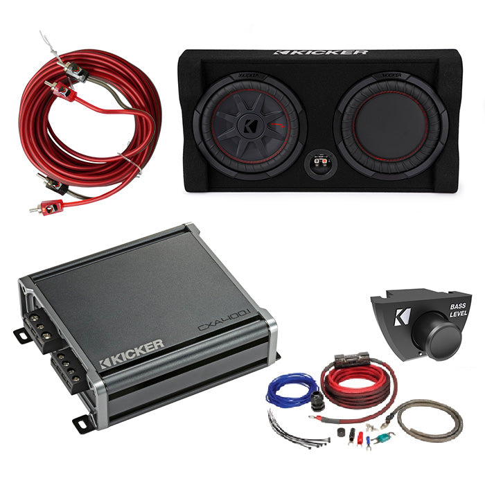 Kicker 48TRTP102 Amplifer and Subwoofer Bass Bundle with Install Kit