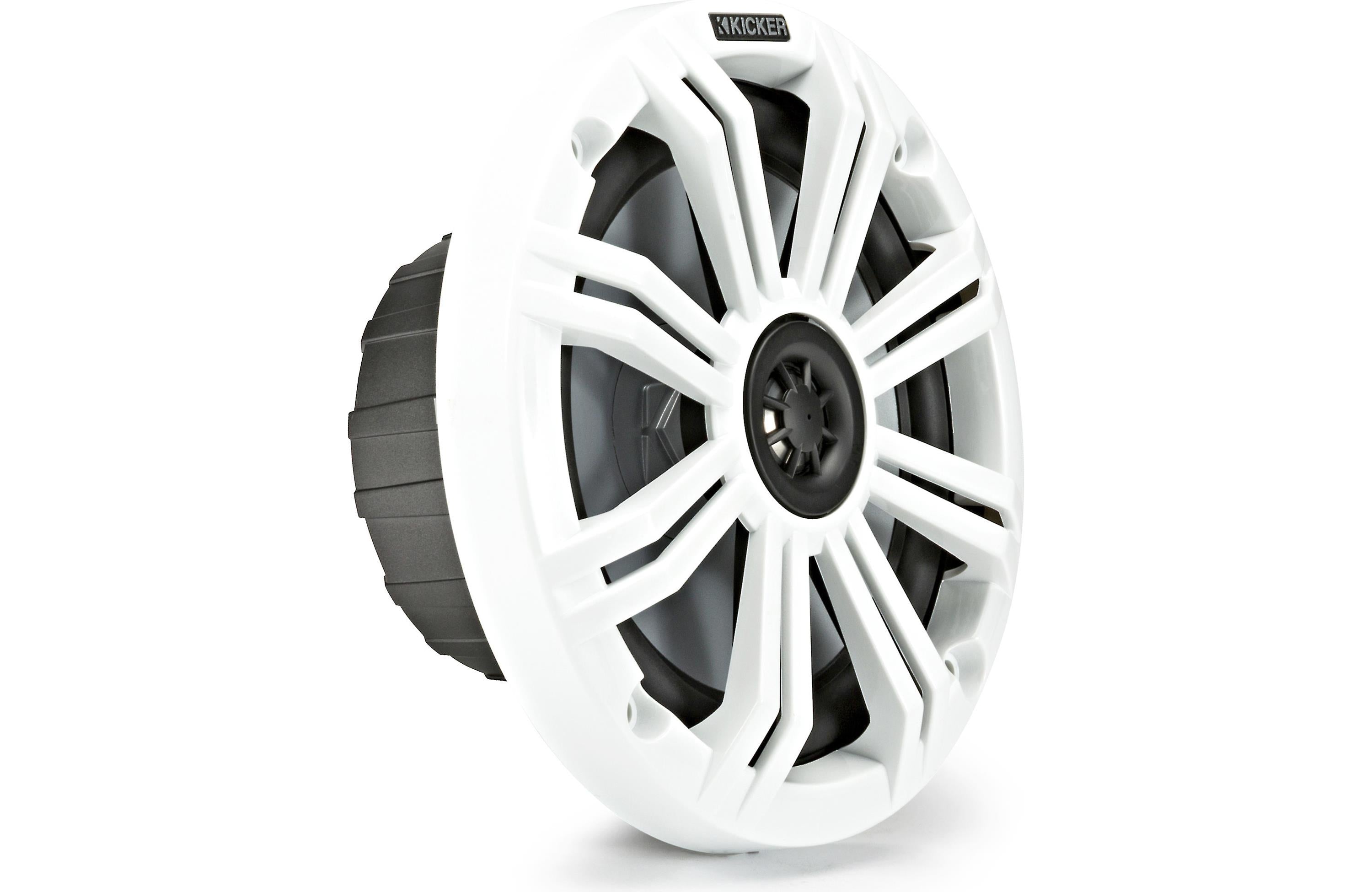 Kicker 45KM654 6.5" 2-Way Coaxial Marine Speakers with White & Charcoal Grilles - Freemans Car Stereo