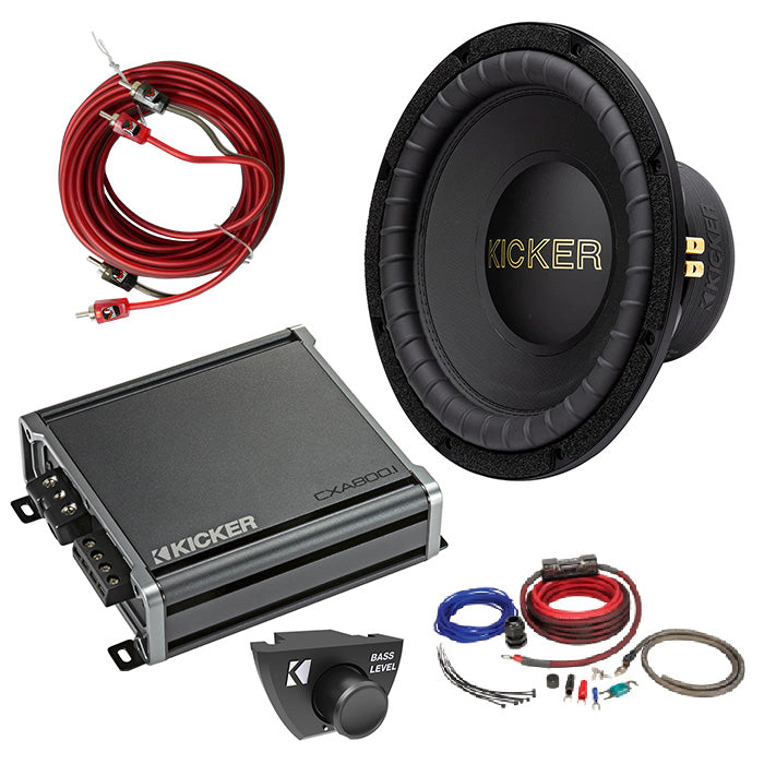 Kicker 50GOLD124 Amplifer and Subwoofer Bundle with Bassknob and Wiring Kit