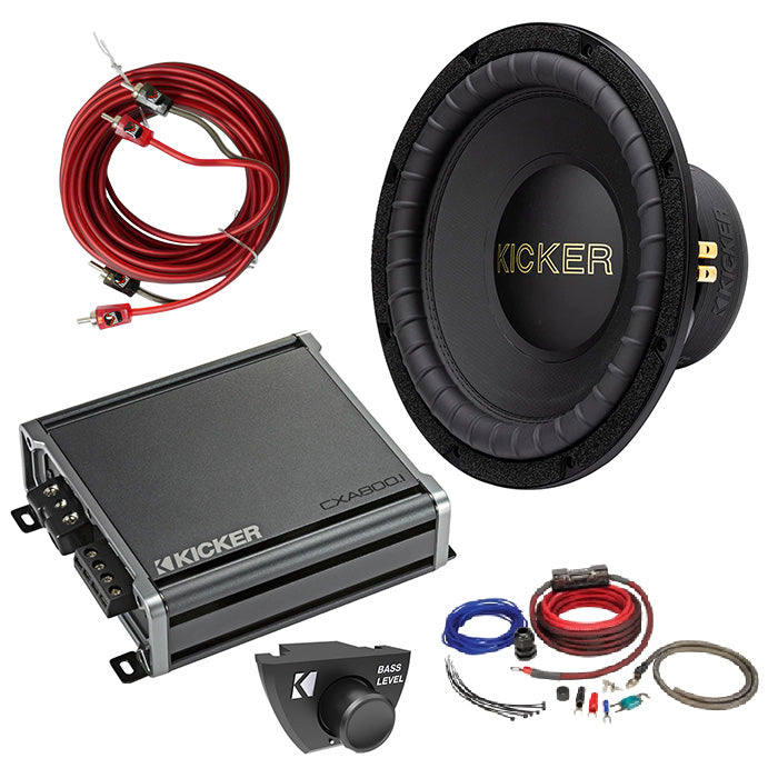 Kicker 50GOLD124 Amplifer and Subwoofer Bass Bundle with Install Kit