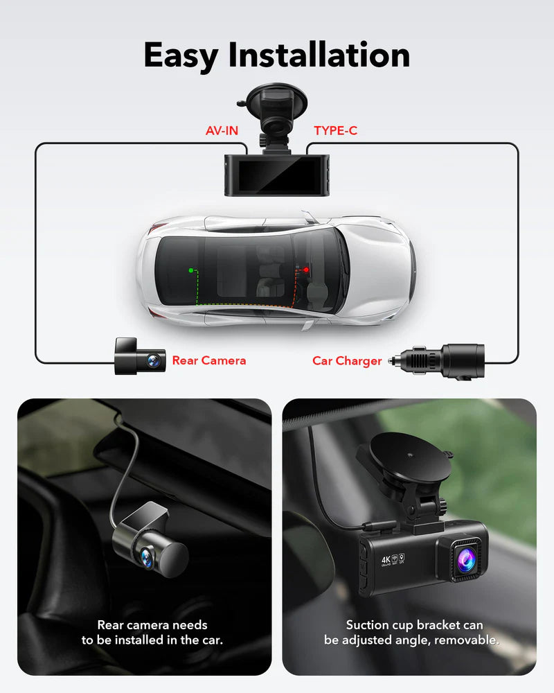 REDTIGER F7NP 4K Dash Cam Front and Rear, Built In Wi-Fi GPS, 32GB SD Card Included