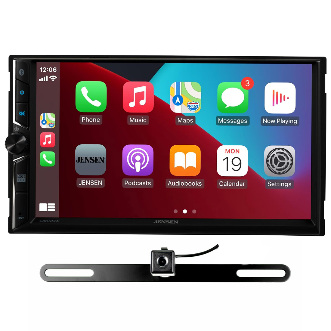 Jensen CAR723W 7" Wireless Apple CarPlay & Android Auto Digital Receiver w/ BUCAM350