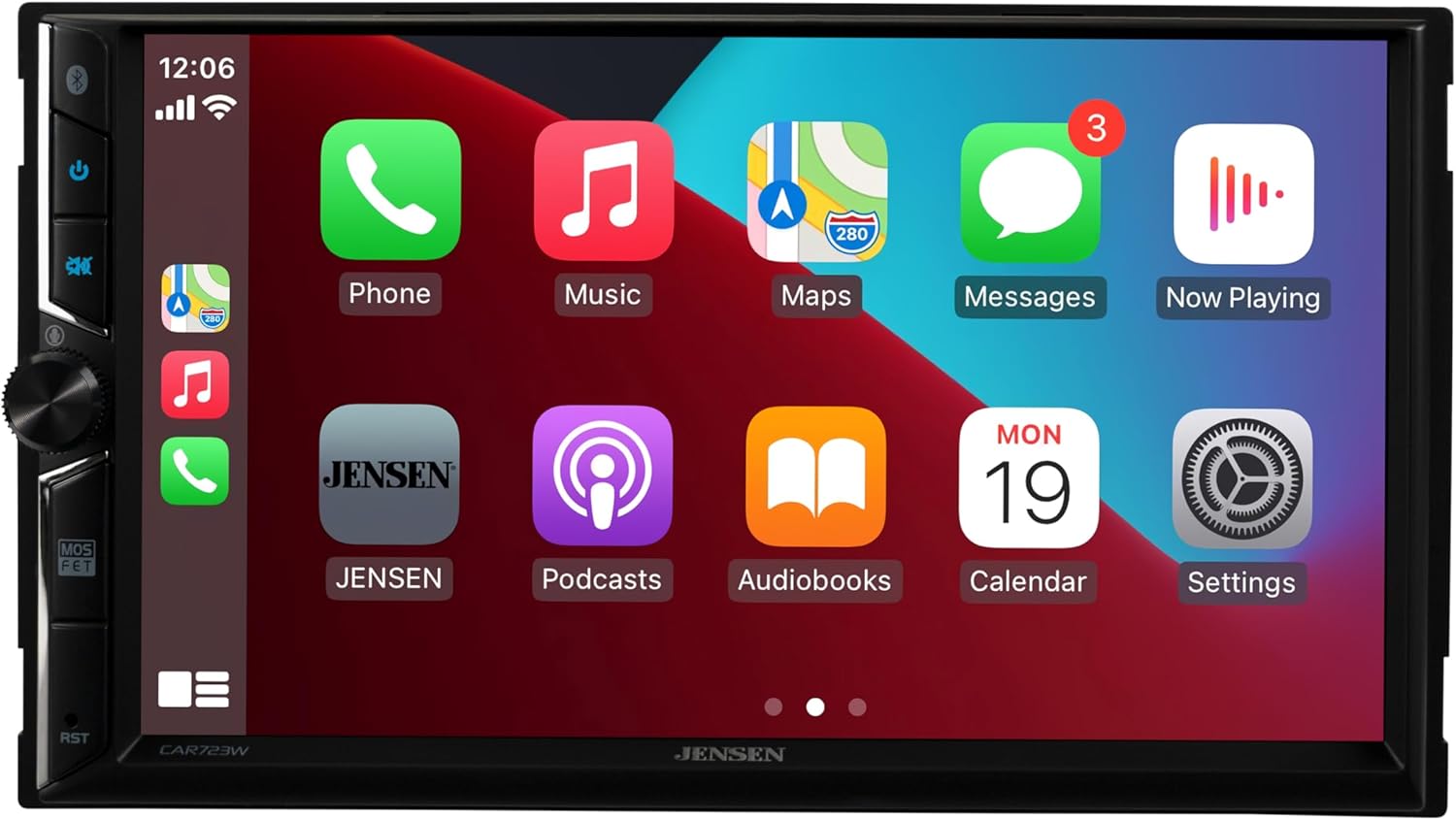 Jensen CAR723W 7" Wireless Apple CarPlay & Android Auto Digital Receiver w/ BUCAM350