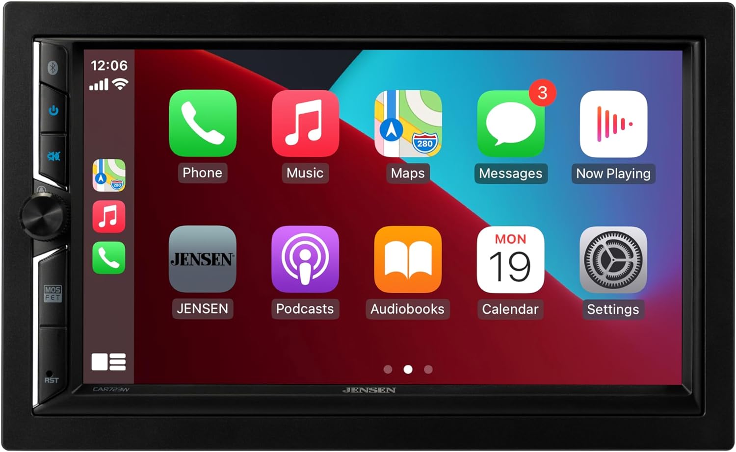 Jensen CAR723W 7" Wireless Apple CarPlay & Android Auto Digital Receiver w/ BUCAM350
