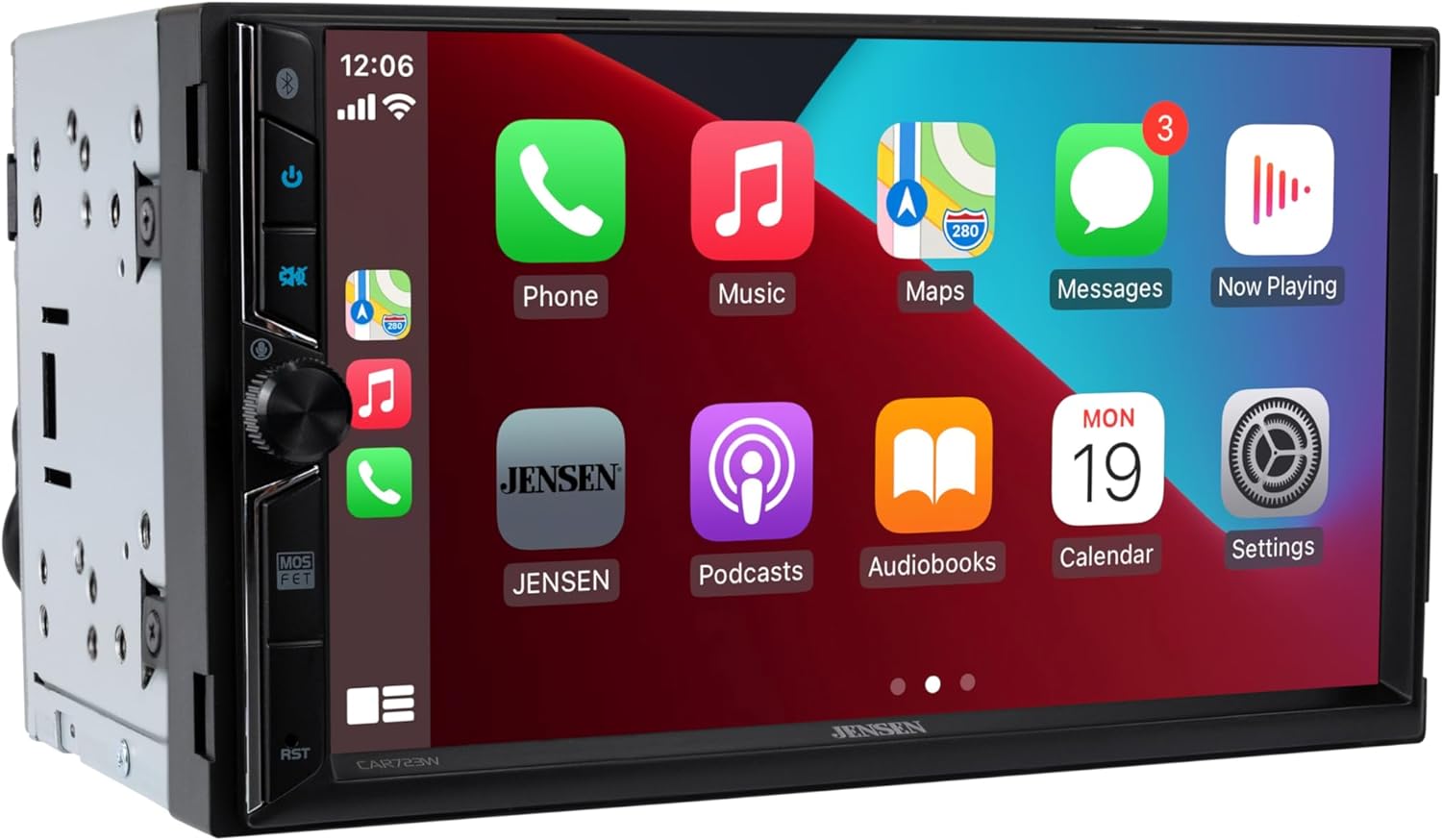 Jensen CAR723W 7" Wireless Apple CarPlay & Android Auto Digital Receiver w/ BUCAM350