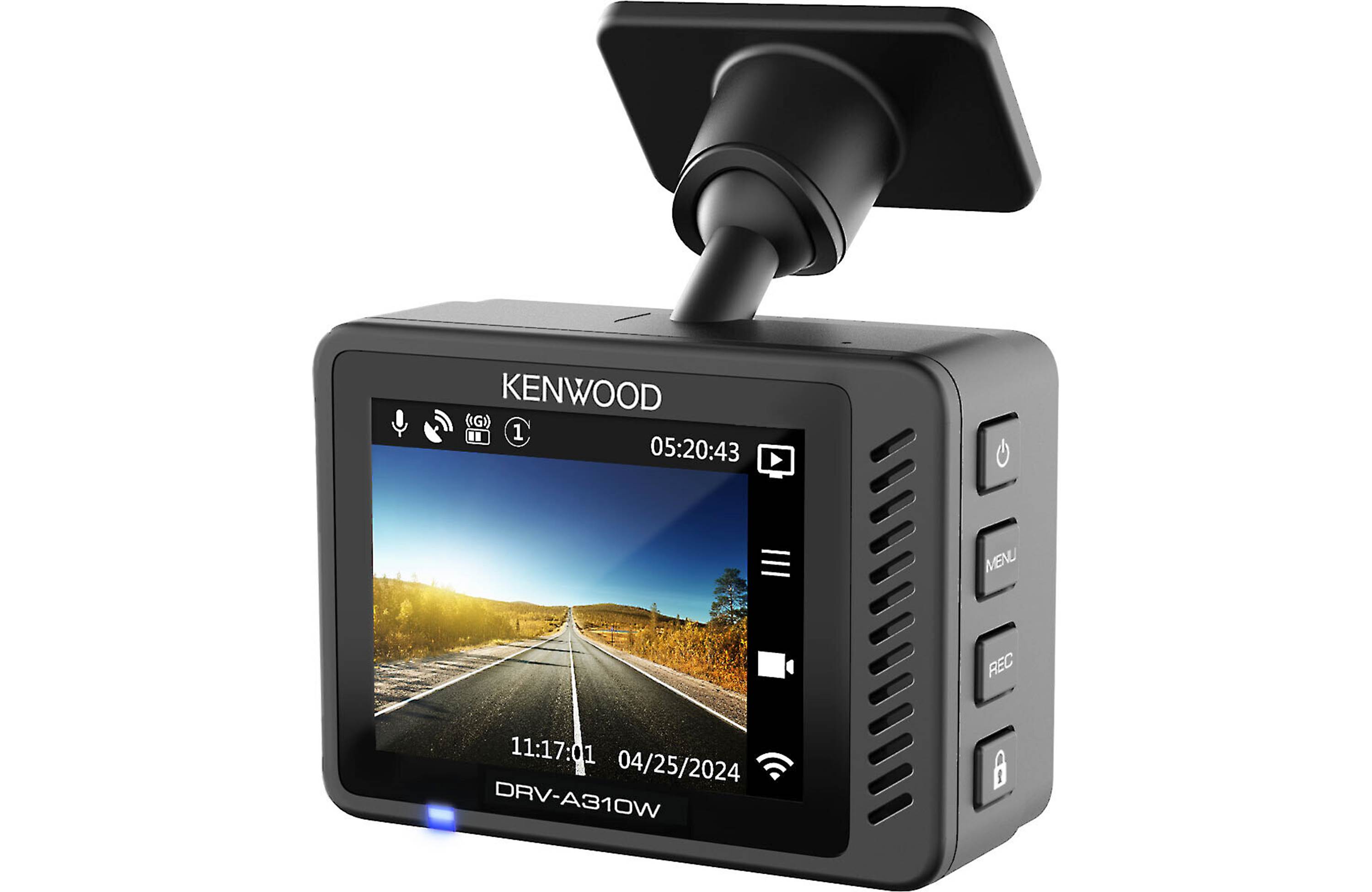 Kenwood DRV-A310W HD dash cam with 2" display, GPS, and Wi-Fi