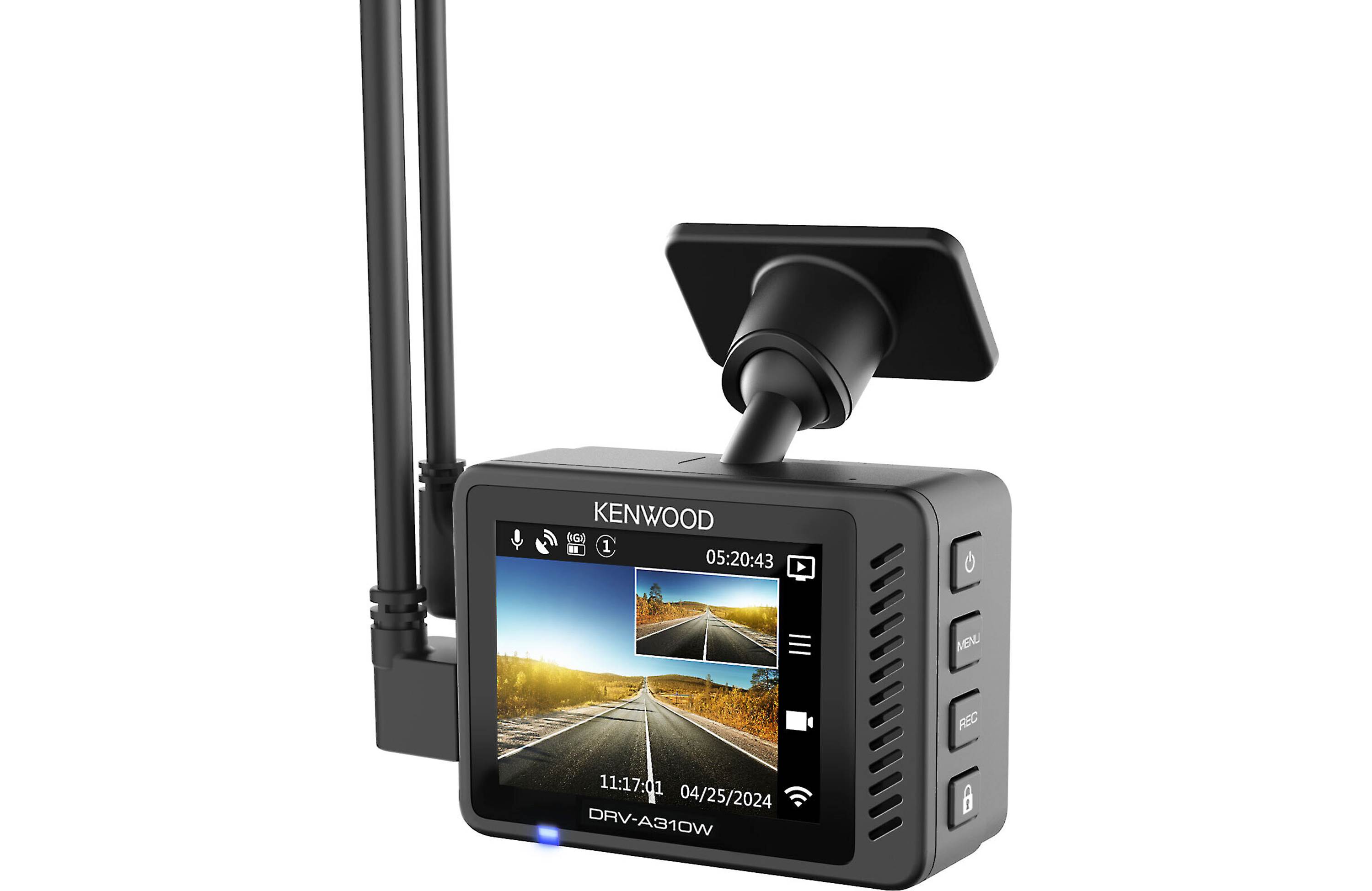 Kenwood DRV-A310W HD dash cam with 2" display, GPS, and Wi-Fi