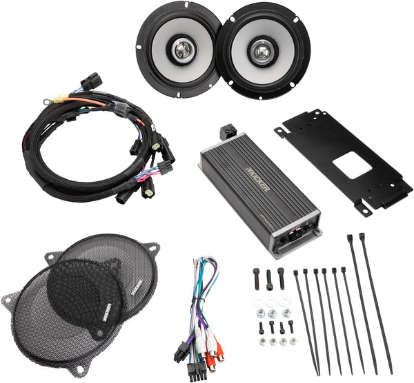 Kicker 50HDS144 6.5" Speaker Upgrade Kit with Amplifier 2014-Up Harley Davidson Electra & Ultra Glide