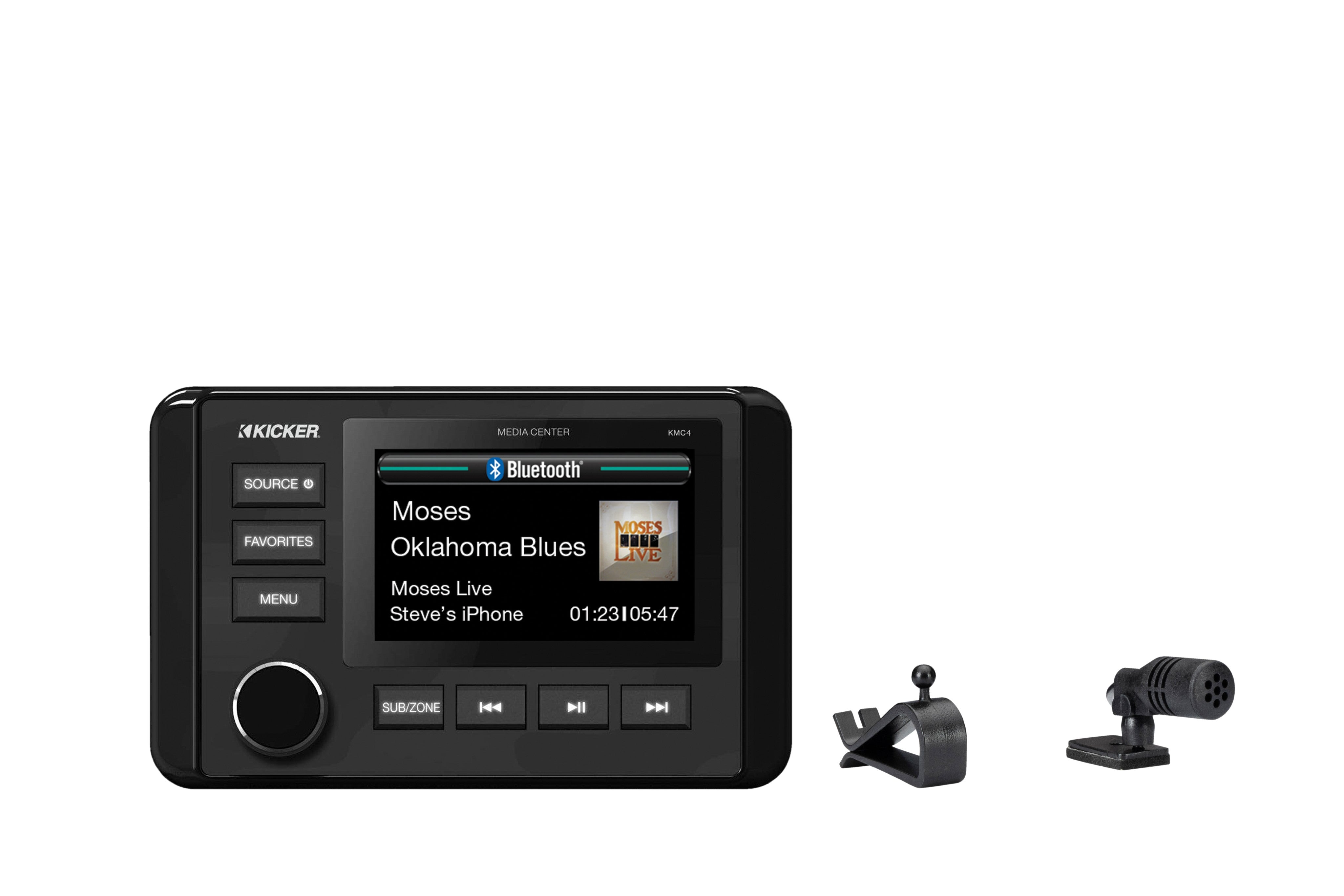 Kicker 51KMC4 Weather-Resistant Gauge-Style Media Center with Bluetooth
