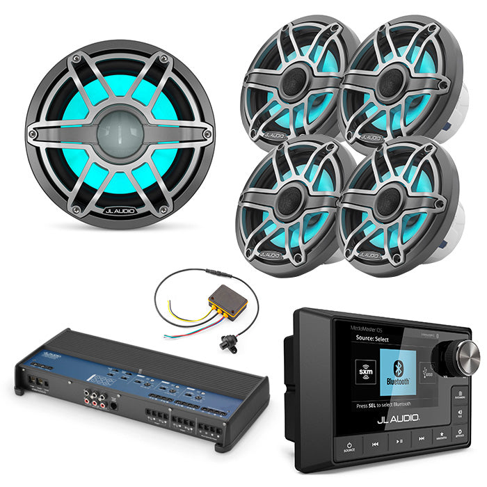 JL Audio MM105 + XDM1000/5 + 2 Pairs M6-650X-S-GMTI-i + M6-10IB-S-GMTI-i4 + MLC-RW Marine Bundle