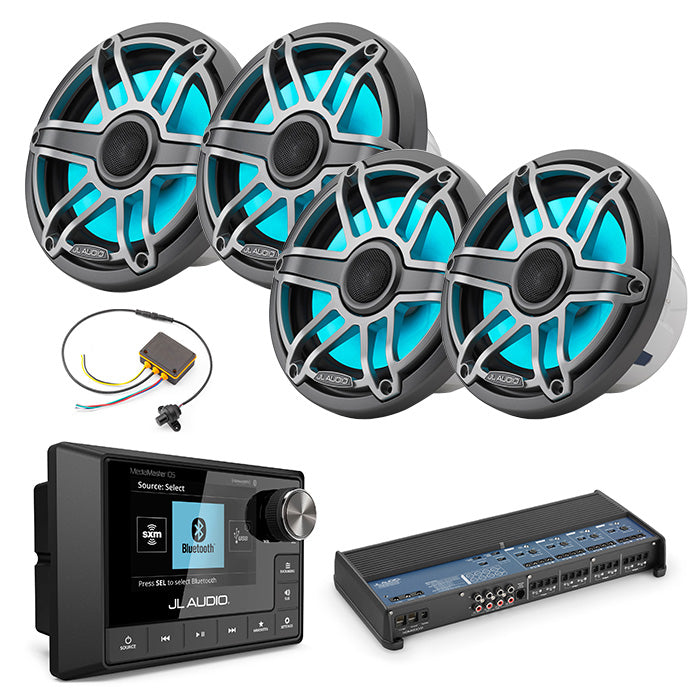 JL Audio MM105 + XDM800/8 + 2 Pairs M6-770X-S-GmTi-I + MLC-RW Marine Bundle