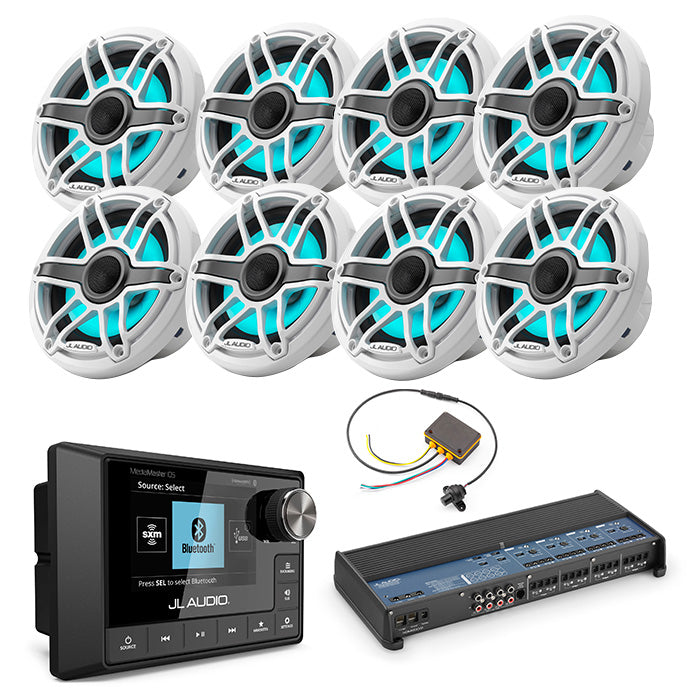 JL Audio MM105 + XDM800/8 + 4 Pairs M6-650X-S-GwGw-I + MLC-RW Marine Bundle