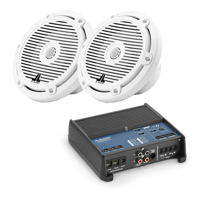 JL Audio XDM200/2 Amplifier + M3-650X-C-GW 6.5" Marine Speaker Bundle