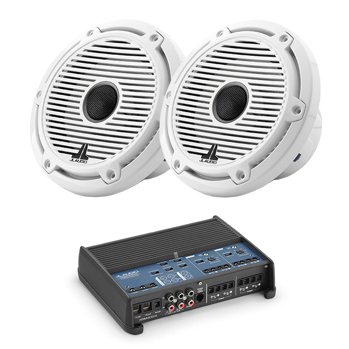 JL Audio XDM400/4 Amplifier + M6-650X-C-GwGw 6.5" Marine Speaker Bundle