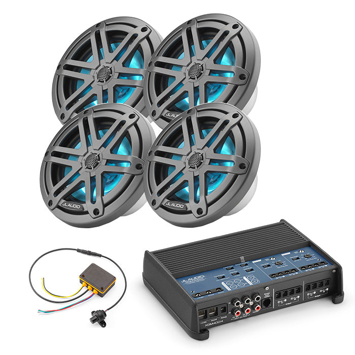 JL Audio XDM400/4 Amp + x2 Pairs M3-650X-S-GM-I Speaker + MLC-RW Bundle