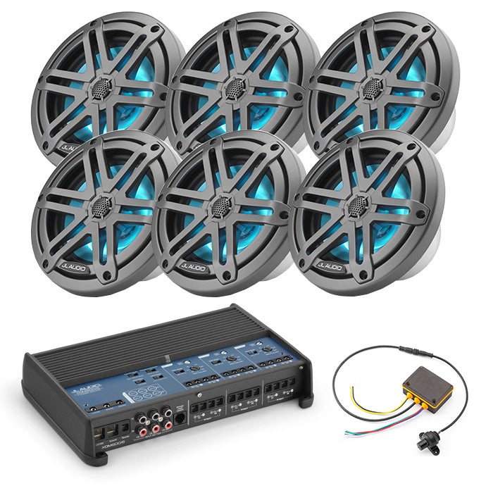 JL Audio XDM600/6 + 3 Pairs M3-650X-S-GM-I + MLC-RW Marine Bundle