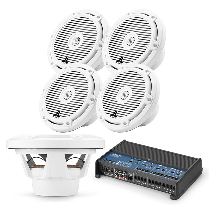 JL Audio XDM700/5 + 2 Pairs M3-650X-C-GW + M3-10IB-C-GW-4 Marine Bundle