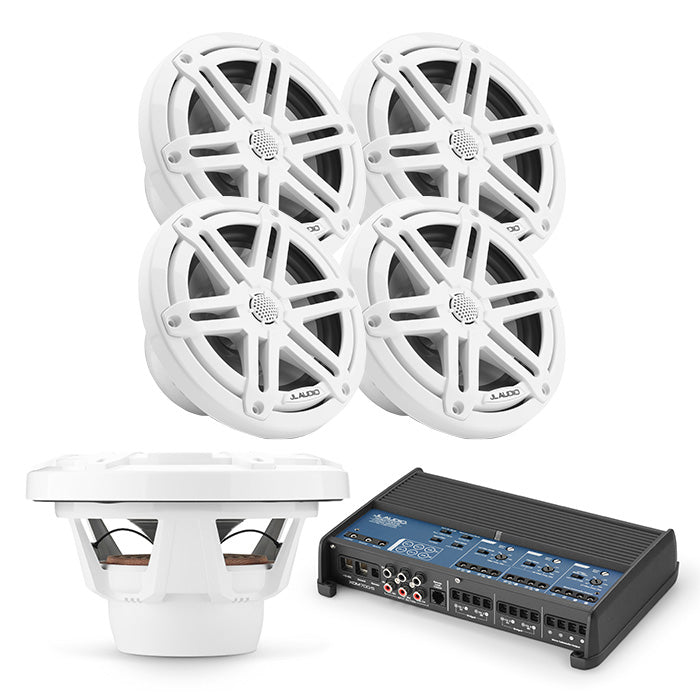 JL Audio XDM700/5 + 2 Pairs M3-650X-S-GW + M3-10IB-S-GW-4 Marine Bundle