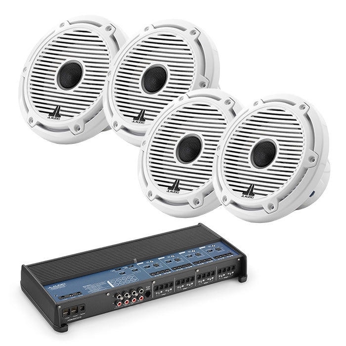 JL Audio XDM800/8 Marine Amplifier + x2 Pairs M6-650X-S-GwGw Marine Speakers
